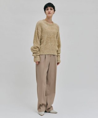 BEIGE， 【洗える】MARRONNIERS / ラメテープヤーンクルーネックニット Gold