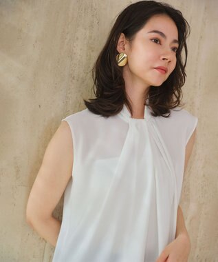 BEIGE， 【人気シリーズ】ANITA / ノースリーブタックブラウス White