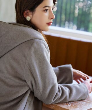 Tiaclasse モッサ風フード付きショートコート モカ