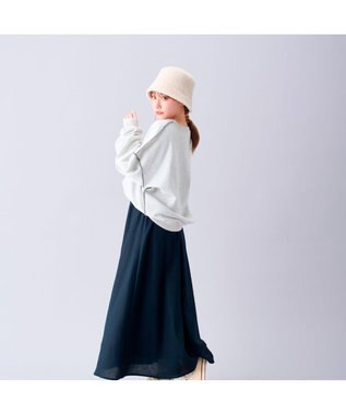 MOONBAT 【洗える】estaa アンゴラ風バケットハット オフホワイト