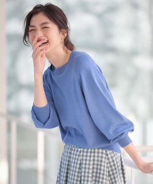 ANY 【洗濯機可】スプリングラグランニット ブルー