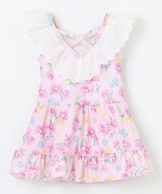 ANY KIDS 花柄×レース ワンピース水着 ピンク