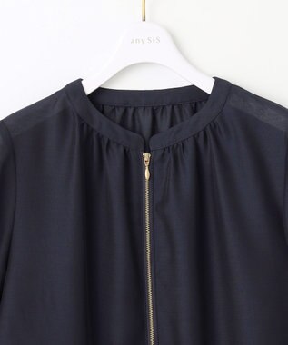 ANY SIS 【接触冷感】シアー ブルゾン ネイビー