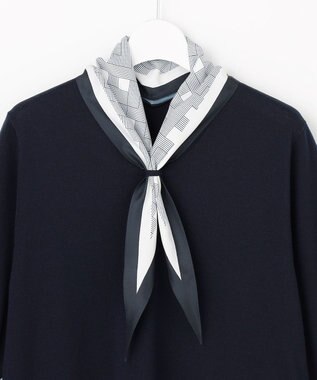 J.PRESS LADIES S 【2WAY・シーンレスに活躍】SCARF KNIT Vネック ニット ネイビー×ネイビースカーフ系