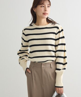 Green Parks 洗える　パフニットプルオーバー Border