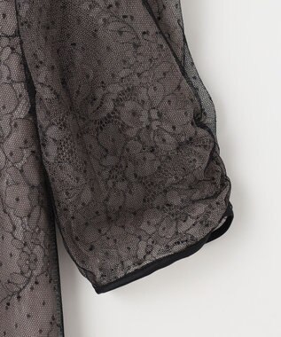 ANY SIS 【洗える】 ドットチュールレース ドレス ローズグレー×ブラックレース