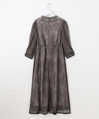 ANY SIS 【洗える】 ドットチュールレース ドレス ローズグレー×ブラックレース