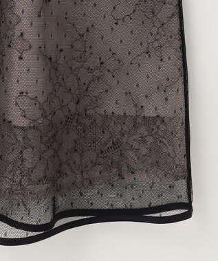 ANY SIS 【洗える】 ドットチュールレース ドレス ローズグレー×ブラックレース