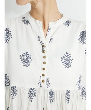 CRAFT STANDARD BOUTIQUE インド綿混フラワーモチーフワンピース Ivory