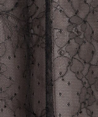 ANY SIS 【洗える】 ドットチュールレース ドレス ローズグレー×ブラックレース