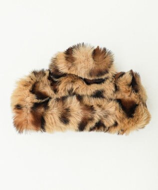 WEGO Lファーレオパードスクエアバンス ブラウン