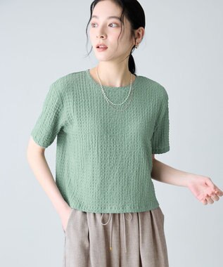 ANY レースショート丈Tシャツ グリーン