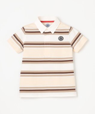 J.PRESS KIDS 【110-130cm】マルチボーダー 半袖ポロシャツ ベージュ系1