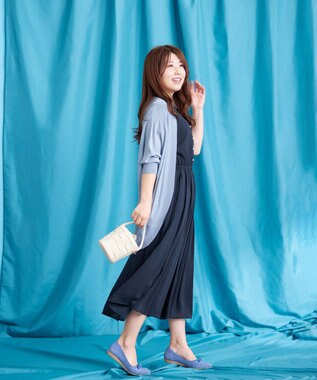Tiaclasse L 【洗える】シアー楊柳シャツワンピース ネイビー