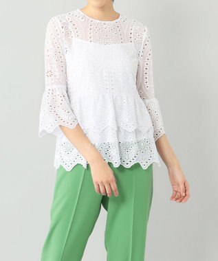 GRACE CONTINENTAL ジョーゼットカットワークトップ