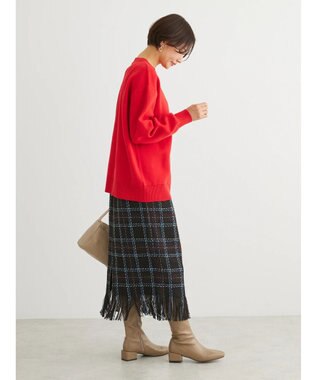 Green Parks ・ＳＵＧＡＲ　ＳＰＯＯＮ　チェックフリンジスカート Black