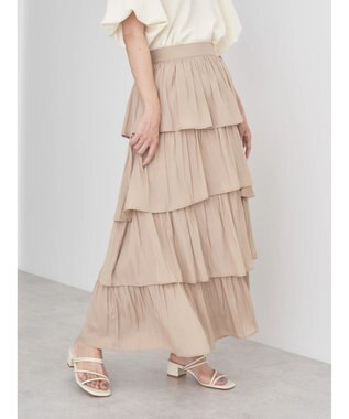 earth music&ecology フリルティアードスカート Beige