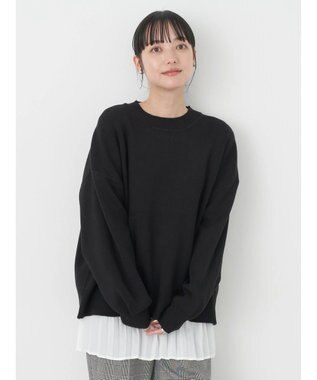 earth music&ecology アンチピリングバックスリットプルオーバー Black