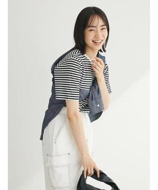 Green Parks 汗染み防止クルーネックＴシャツ Border