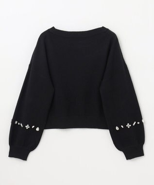 GRACE CONTINENTAL マルチビジューニットトップ ブラック