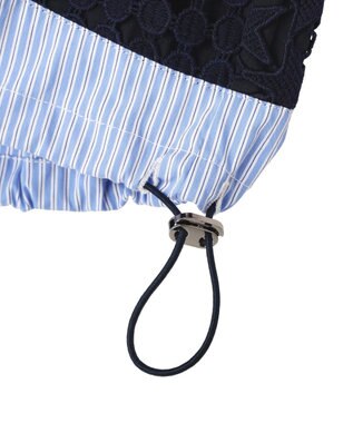 YECCA VECCA レースMIXレイヤードデザインシャツ Stripe Blue