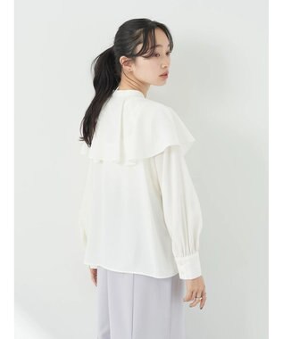 earth music&ecology ケープカラーブラウス Off White