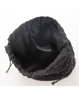 UNBILLION カシュカシュ cachecache / サテンリボン編み込み巾着ショルダー ブラック