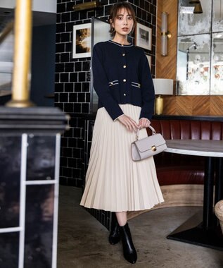 ANY SIS L CICA加工 ニット ジャケット ネイビー