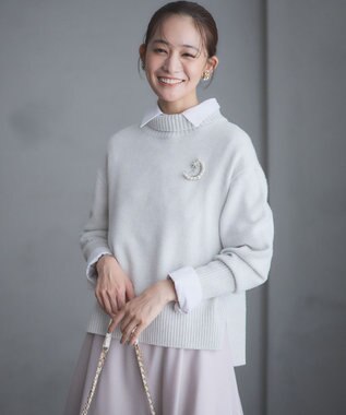 組曲 L 【ボウタイ付き】メッセージシャーティング シャツ アイボリー系