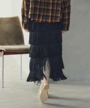 YECCA VECCA フリンジロングスカート Black