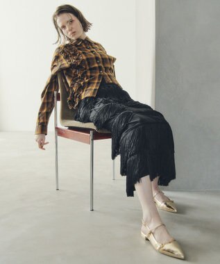 YECCA VECCA フリンジロングスカート Black