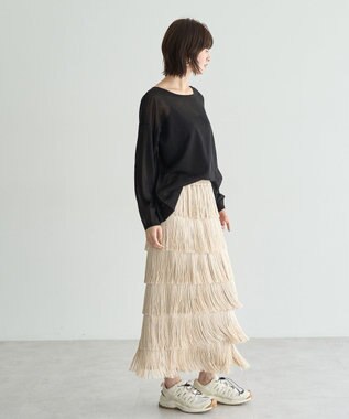 YECCA VECCA フリンジロングスカート Light Beige