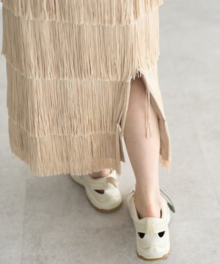 YECCA VECCA フリンジロングスカート Light Beige