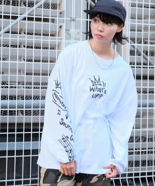 WEGO 【ユニセックス着用ITEM/2点SET】アクセ付きアンサンブルT（LS） ホワイト