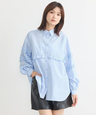 earth music&ecology レギュラーカラーフリルシャツ