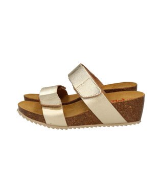 INTER-CHAUSSURES 【Marila】ダブルベルトフットベッドサンダル ゴールド
