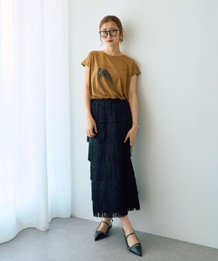 YECCA VECCA フリンジロングスカート Black