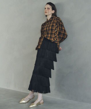 YECCA VECCA フリンジロングスカート Black