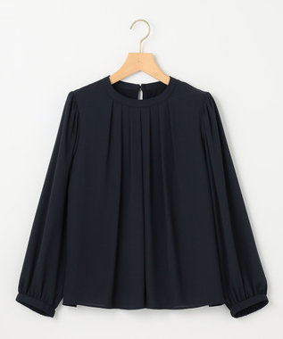 組曲 【WEB限定】ジョーゼットシフォン タックブラウス ネイビー系
