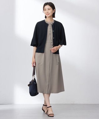 J.PRESS LADIES L 【洗える・抗菌防臭】COTTON ACETATE DRY バタフライスリーブ カーディガン ネイビー系