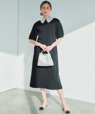 組曲 【2WAY】レース襟フレンチテリー ワンピース ブラック系