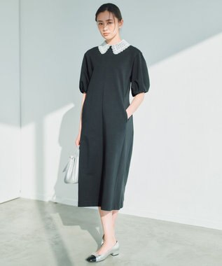 組曲 【2WAY】レース襟フレンチテリー ワンピース ブラック系