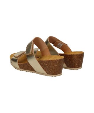 INTER-CHAUSSURES 【Marila】ダブルベルトフットベッドサンダル ゴールド