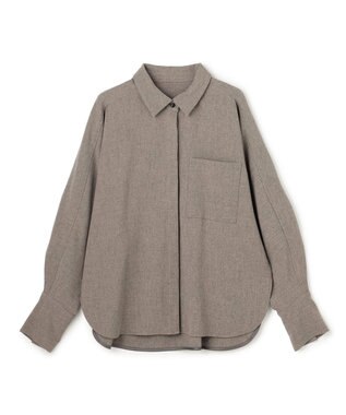 uncrave ウォッシャブルウールライクツイル ドルマンシャツ シャンブレーチャコール