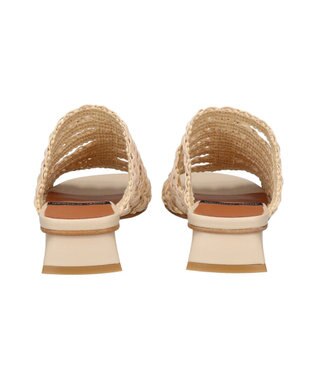 INTER-CHAUSSURES 【ANGEL ALARCON】ローヒールラフィアサンダル アイボリー雑材