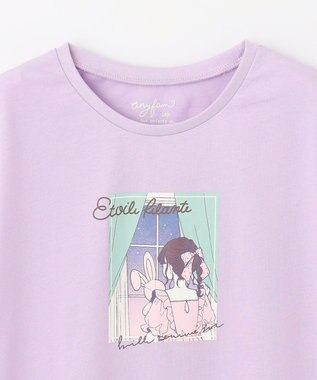 ANY KIDS 袖フリル エモプリント Ｔシャツ ラベンダー