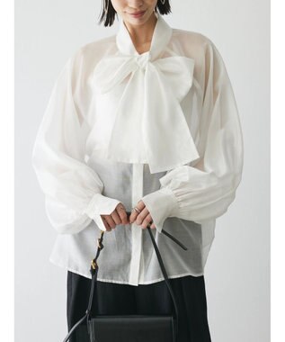 Green Parks AnriettMusee シアーボウタイブラウス Off White