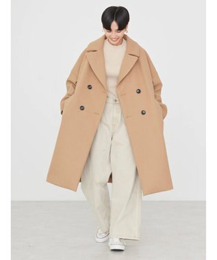 AMERICAN HOLIC 中空ＦＩＢＥＲドロップショルダーチェスターコート Camel