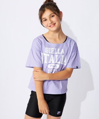OP／FILA 【FILA】スクール水着 水陸両用Tシャツ付き 捲れ防止タンキニ パープル