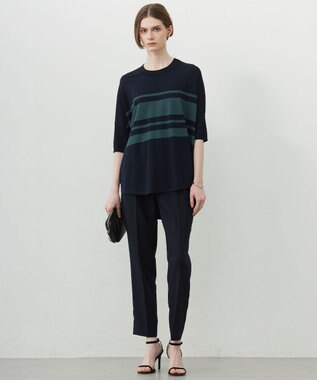 ICB L 【人気のため新色追加・接触冷感・UVカット・洗える】 VIS/NYハイゲージ プルオーバー ネイビー×ディープパインボーダー系